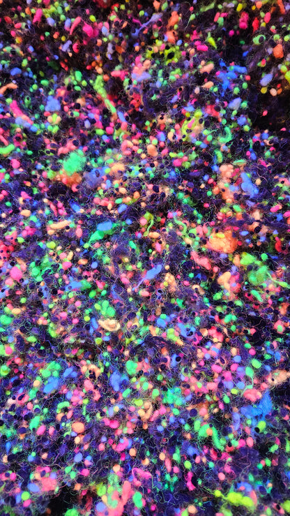 RETRO - UV Reactive Rainbow Dyed Wool Nepps GLOW Blend - 1 oz