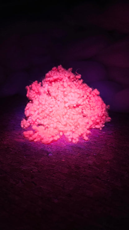 RED GLOW - UV Reactive Dyed Wool Nepps - 1 oz