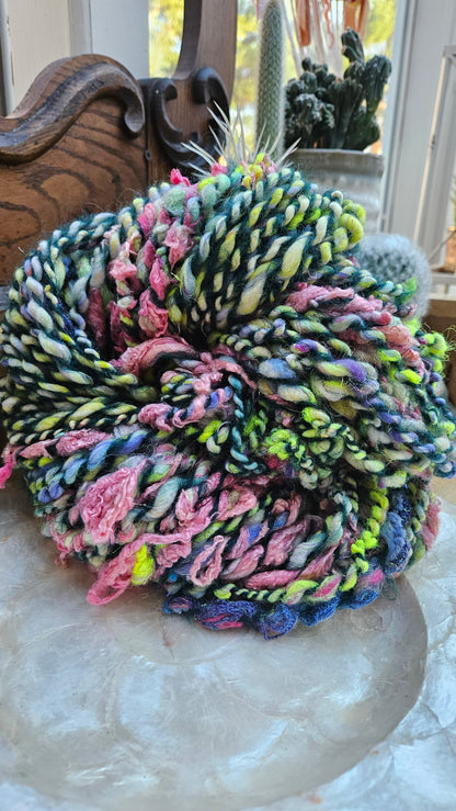 SUMMER CAMP - Handspun Bulky Wool Textured Art Yarn - 64 Yards 4.5 oz