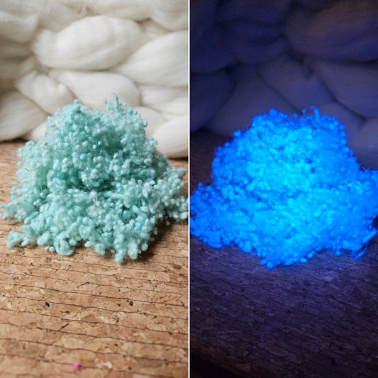 BLUE GLOW - UV Reactive Dyed Wool Nepps - 1 oz