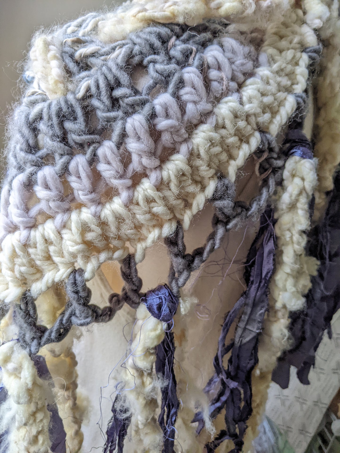 Fiber Festival Freeform Crochet, Knit Handspun, and Woven Boho Iris Vest