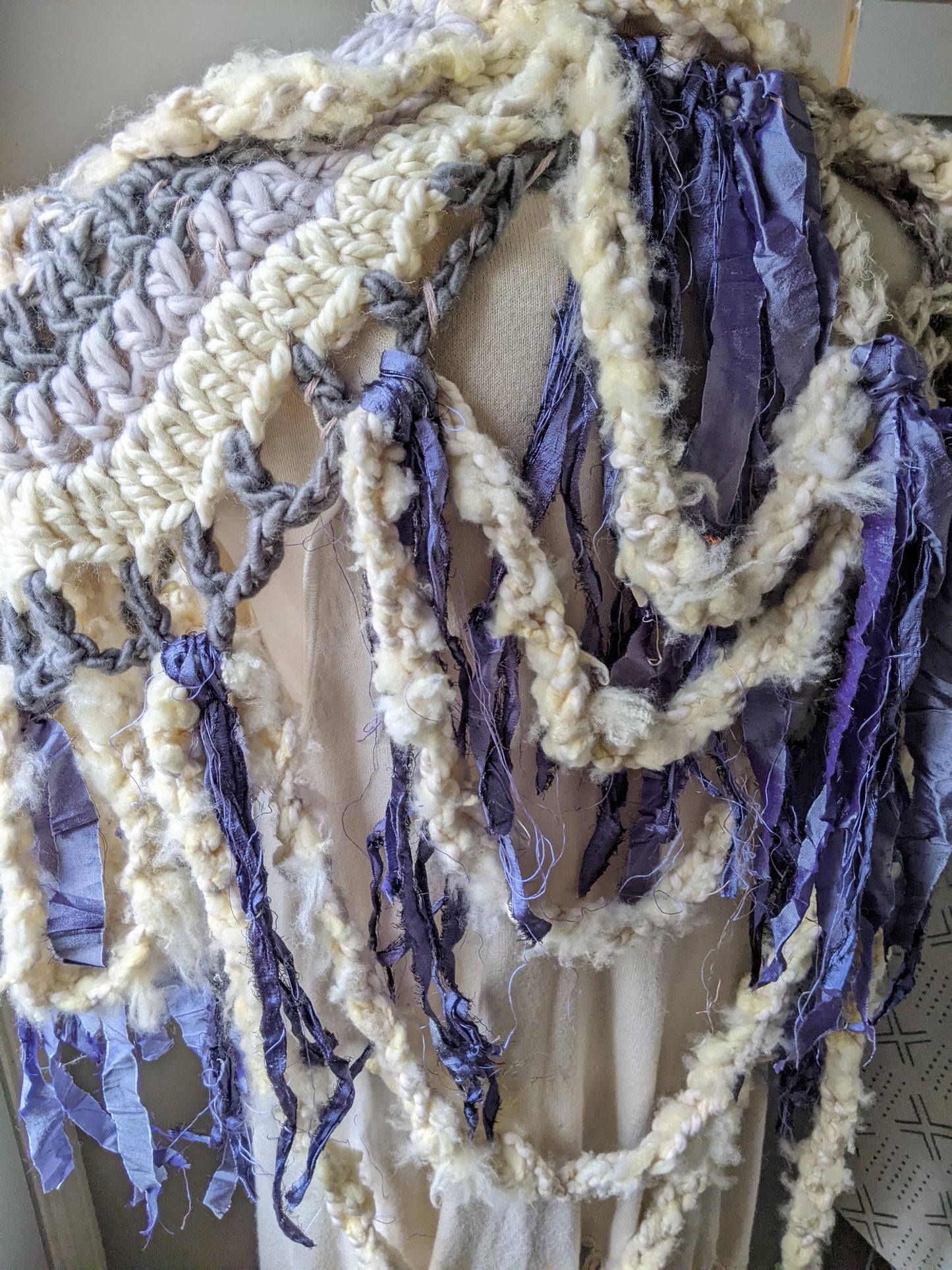 Fiber Festival Freeform Crochet, Knit Handspun, and Woven Boho Iris Vest