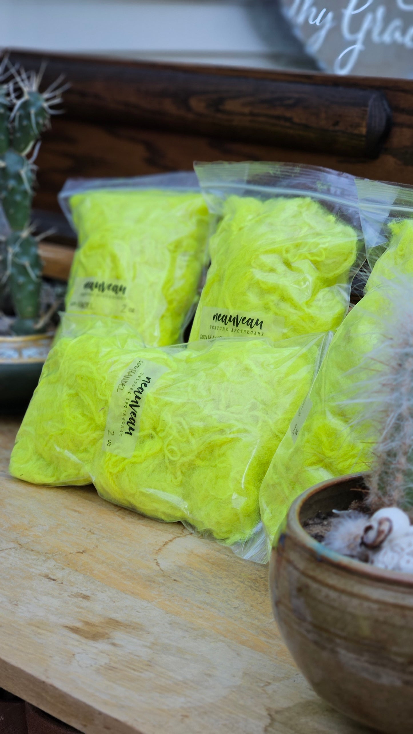 HANDEL Dyed Neon Yellow Wool Thread Cloud - 2 ounces