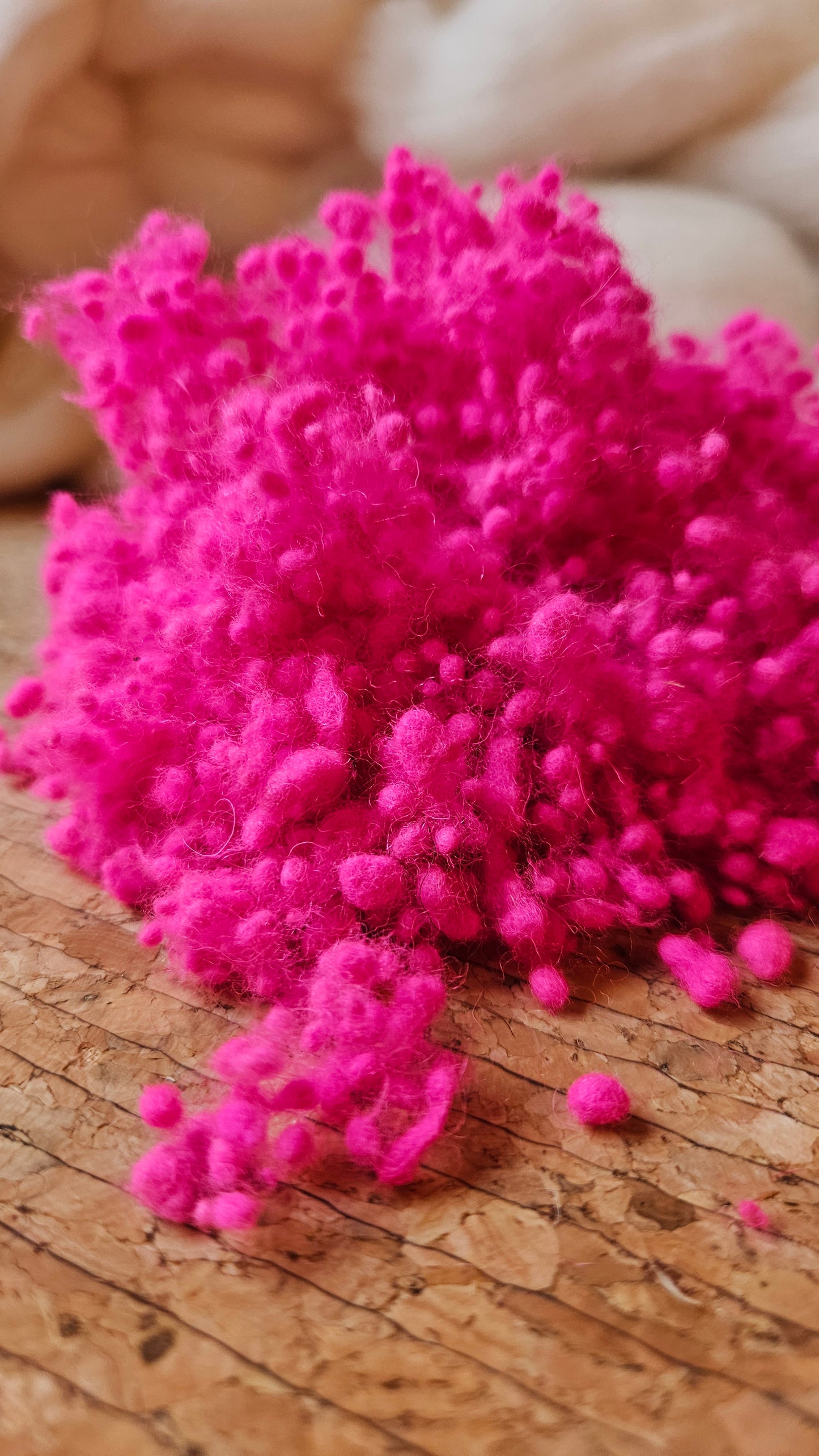 PINK GLOW - UV Reactive Dyed Wool Nepps - 1 oz