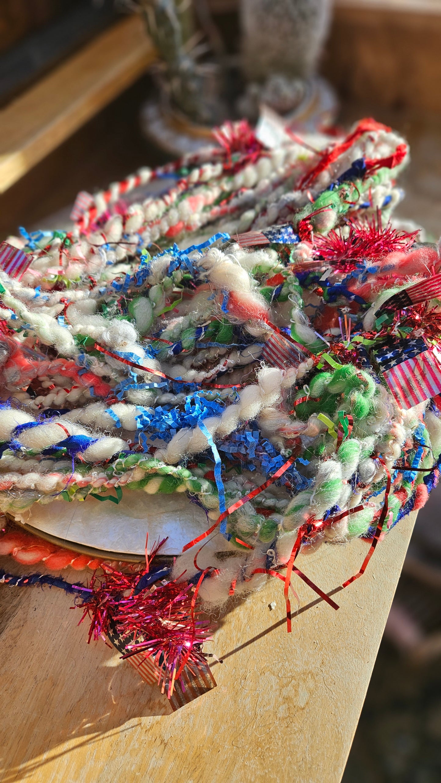 AN AMERICAN PANDEMIC - Handspun Bulky Wool Textured Art Yarn - 30 Yards 4.8 oz