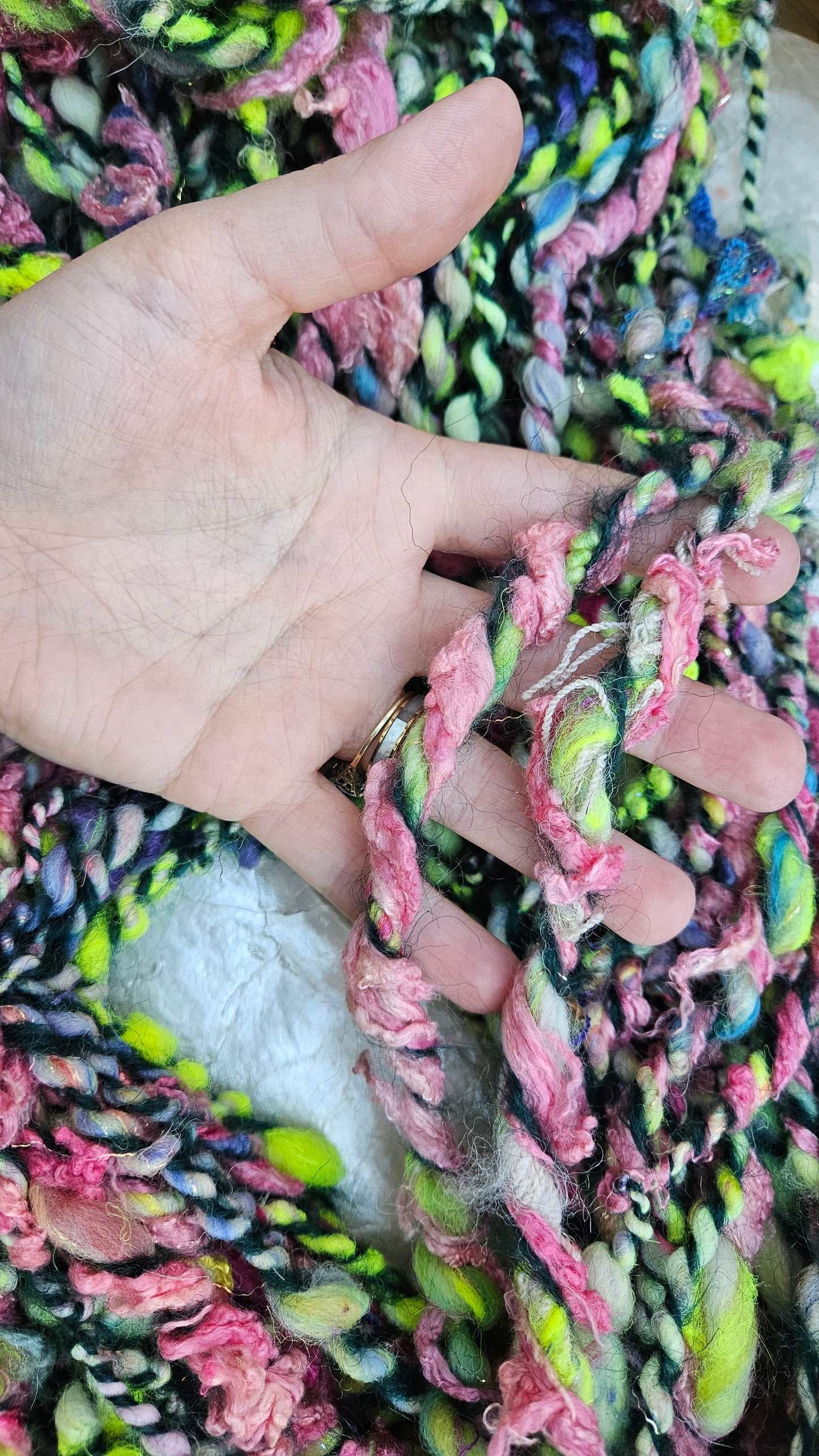 SUMMER CAMP - Handspun Bulky Wool Textured Art Yarn - 64 Yards 4.5 oz