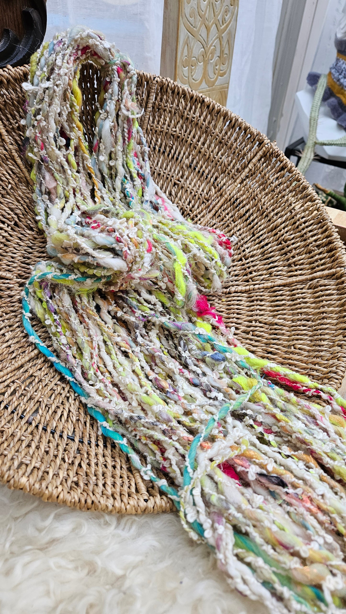 YARNIVAL VIBES - Handspun Bulky Wool Textured Art Yarn - 50 Yards 3.7 oz