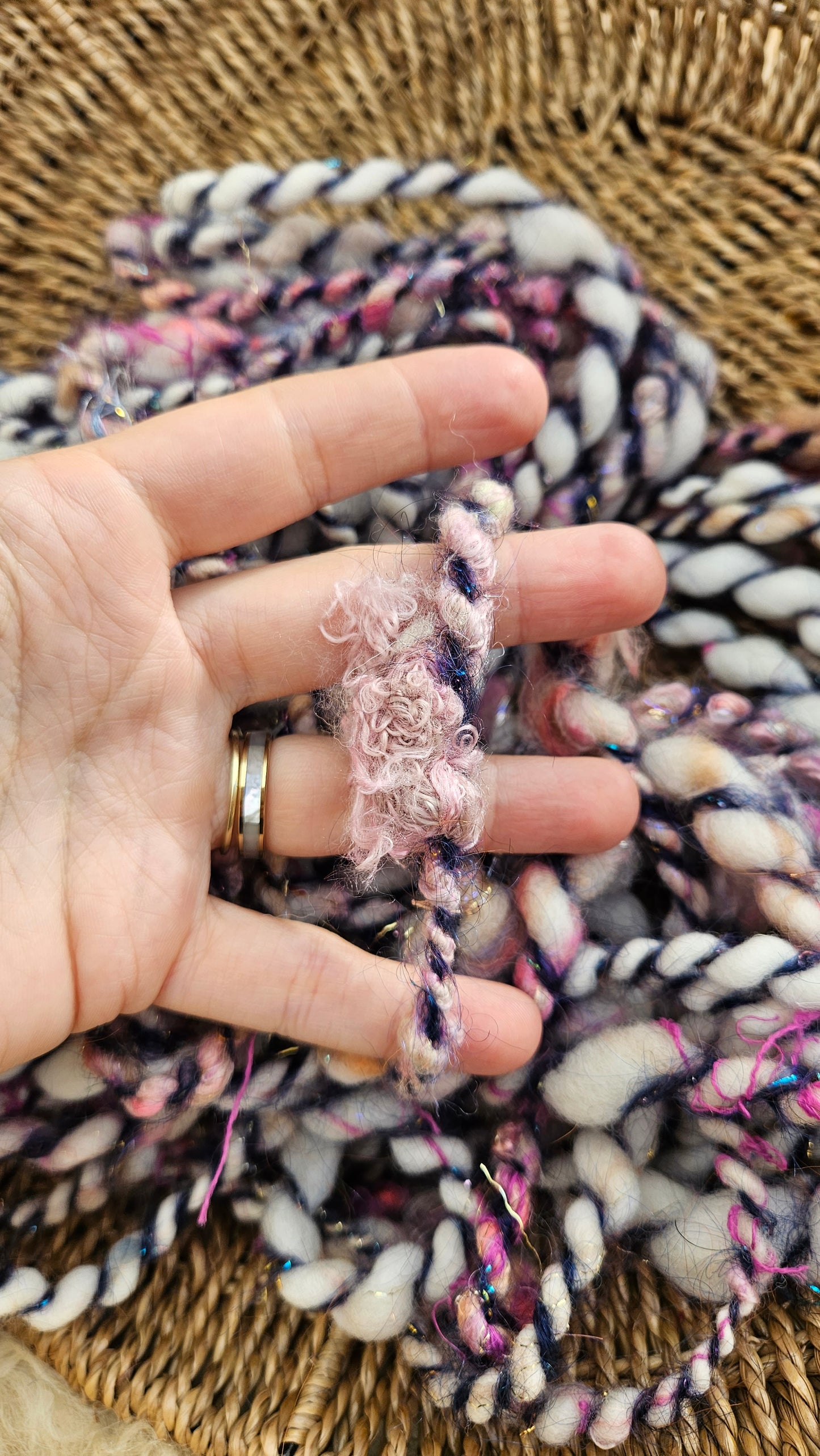 PROM DRESS - Handspun Bulky Wool Textured Art Yarn - 33 Yards 3.0 oz