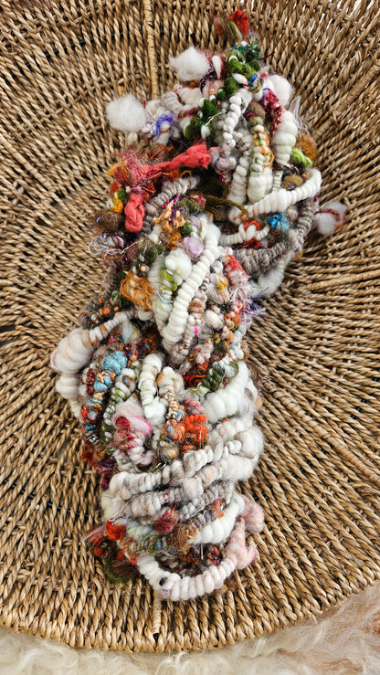 MISTER RODGERS - Handspun Bulky Wool Textured Art Yarn - 16 Yards 5.2 oz