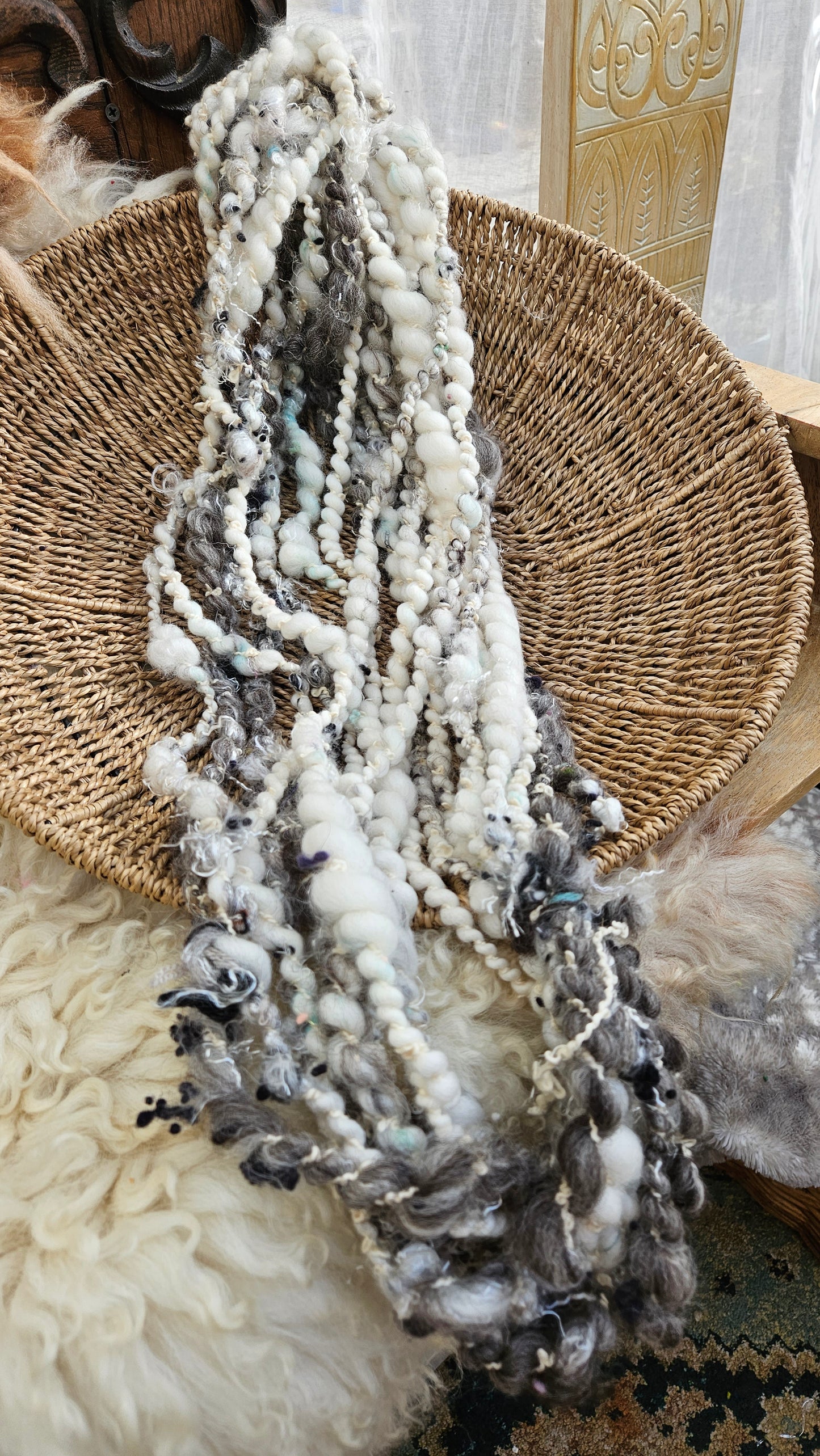 BIRCH BARK - Handspun Bulky Wool Textured Art Yarn - 23 Yards 3.7 oz