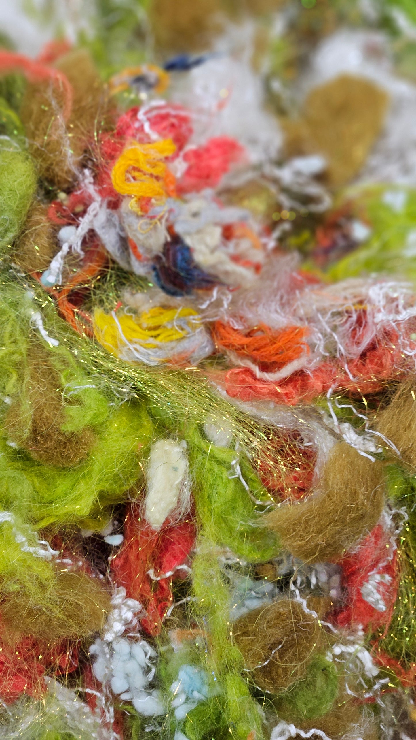 JO MARCH - Recycled Wool Bamboo Eucalyptus Drysdale Mallows Wool Nepps Fiber Art Texture Blend - 2 oz