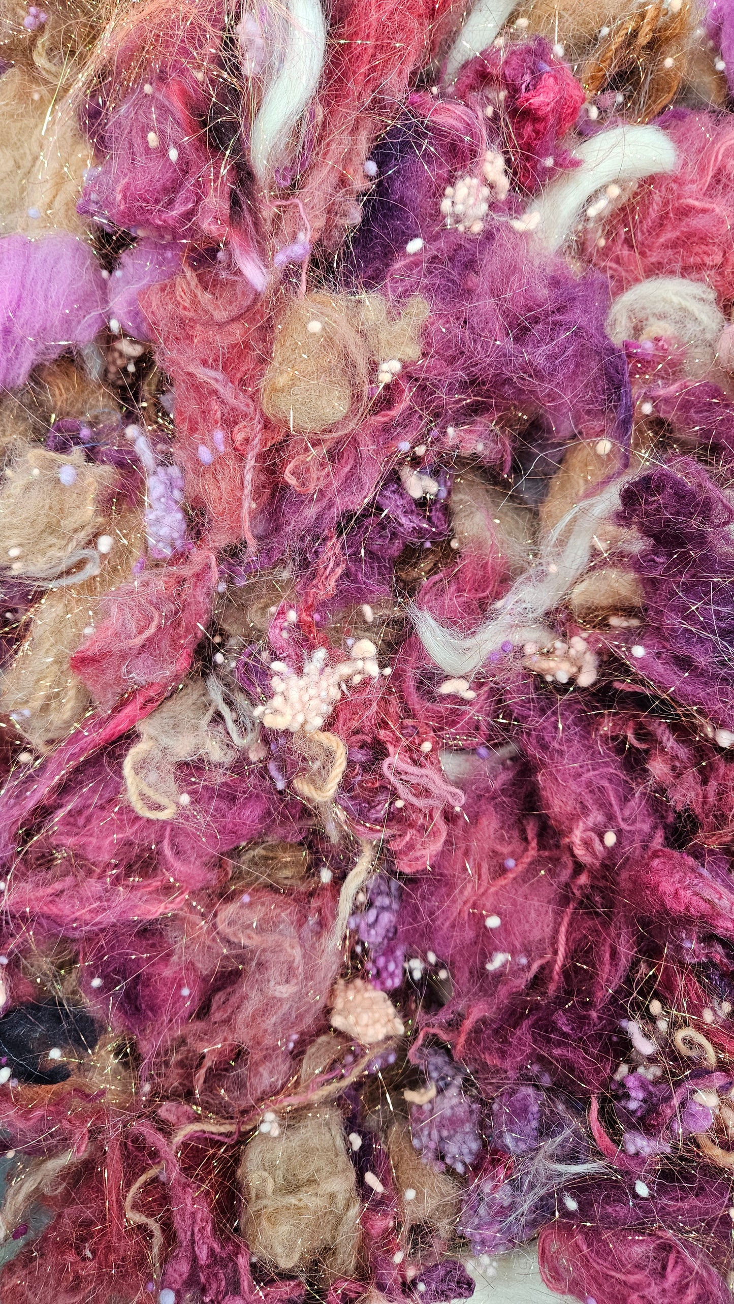 MEG MARCH - Recycled Wool Drysdale Mallows Bamboo Cotton Sparkle Fiber Art Texture Blend - 2 oz