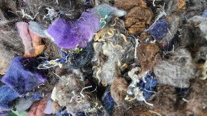 MARILLA CUTHBERT - Rare Wool Fleece BFL Mohair Mallows Recycled Thread Fiber Art Texture Blend - 2 oz