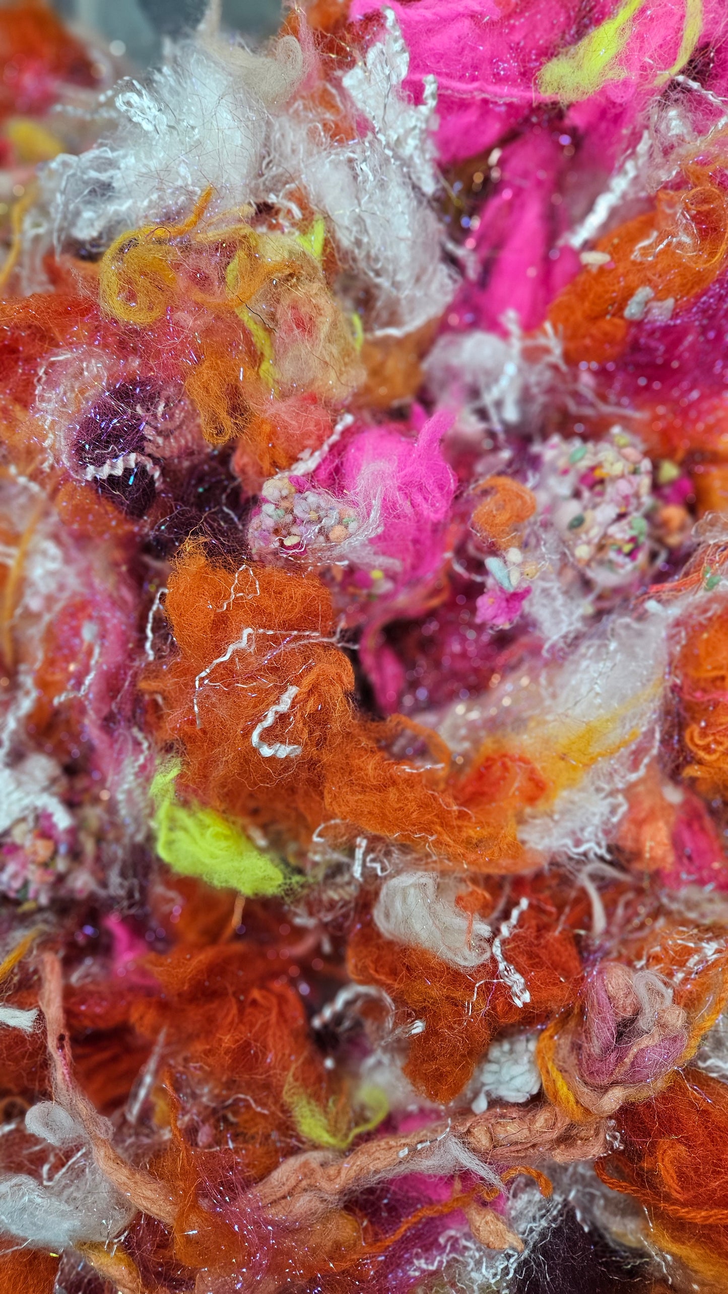 ANNE GIRL - Recycled Wool Drysdale Mallows Cotton Nepps Sparkle Eucalyptus Fiber Art Texture Blend - 2 oz