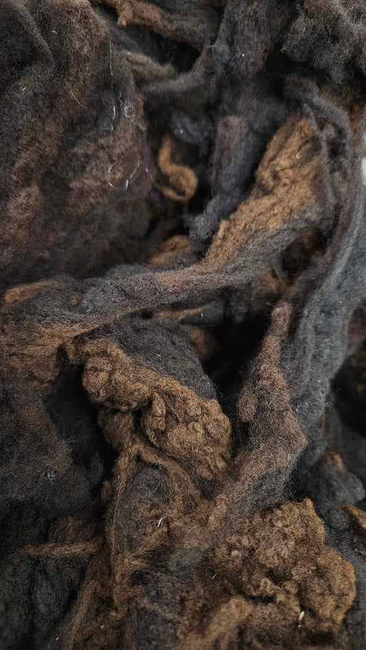 RAMBOUILLET - Washed Fine Wool Fleece Natural Dark Mahogany French Merino - 4 oz