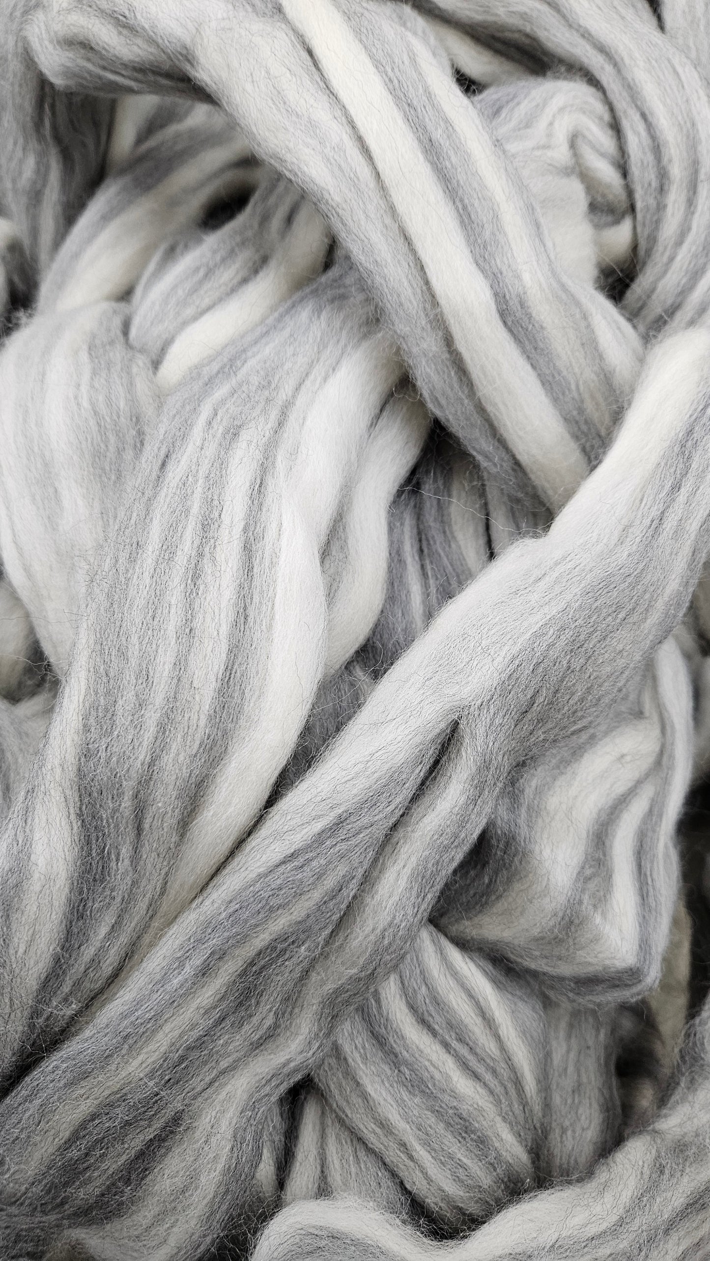 MERINO - Natural Wool Top Beginner Spinning Felting Carding Dyeing - 6 oz Grey White