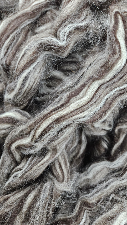 JACOB - Natural Wool Top Beginner Spinning Felting Carding Dyeing - 6 oz Brown White