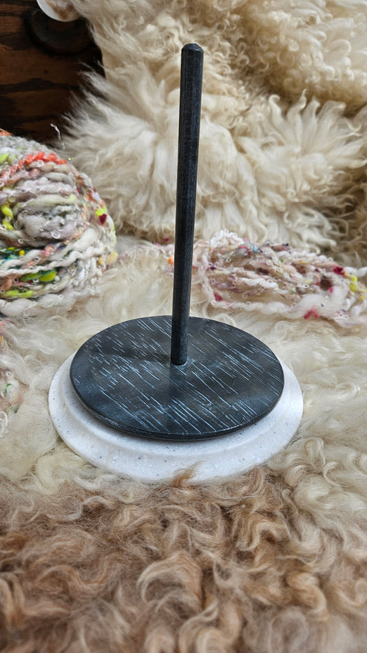 Handcrafted Yarn Bobbin Spinning Stand in Corian and Wood by Patterson Designs - M2