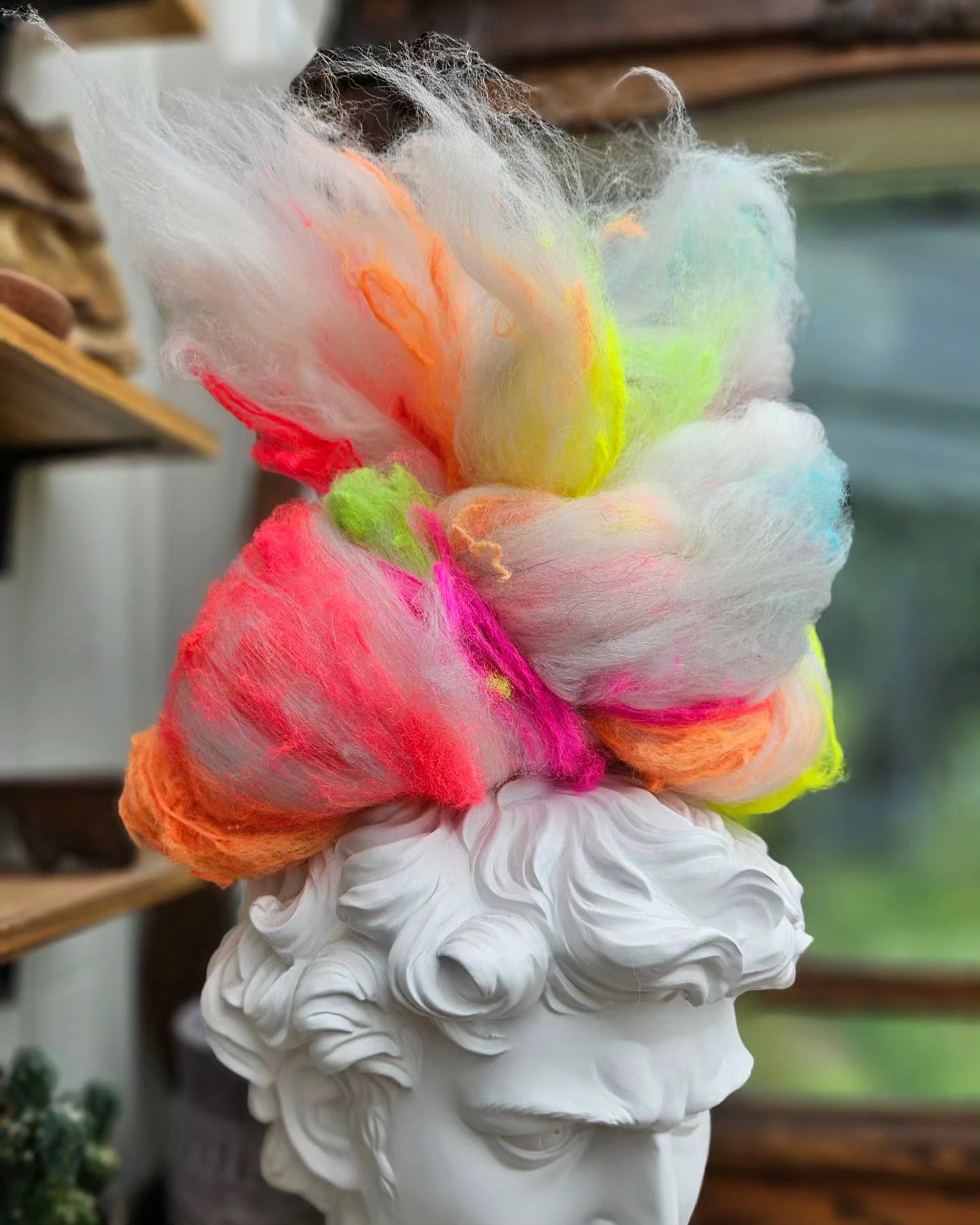 DOUBLE RAINBOW ALL THE WAY - Wool Thread Cloud GLOW Texture Collection UV Reactive - 6 oz
