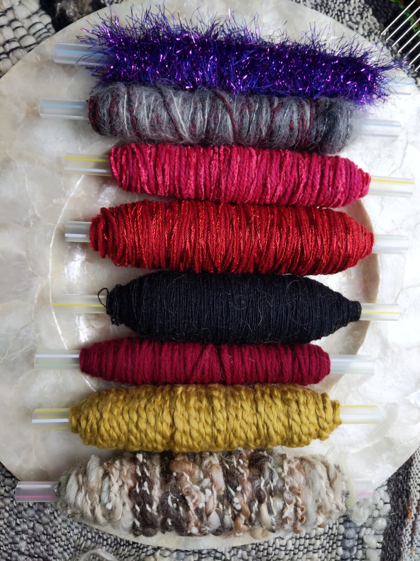 Plying and Weaving Textured Yarn Bobbins (Lot 27)