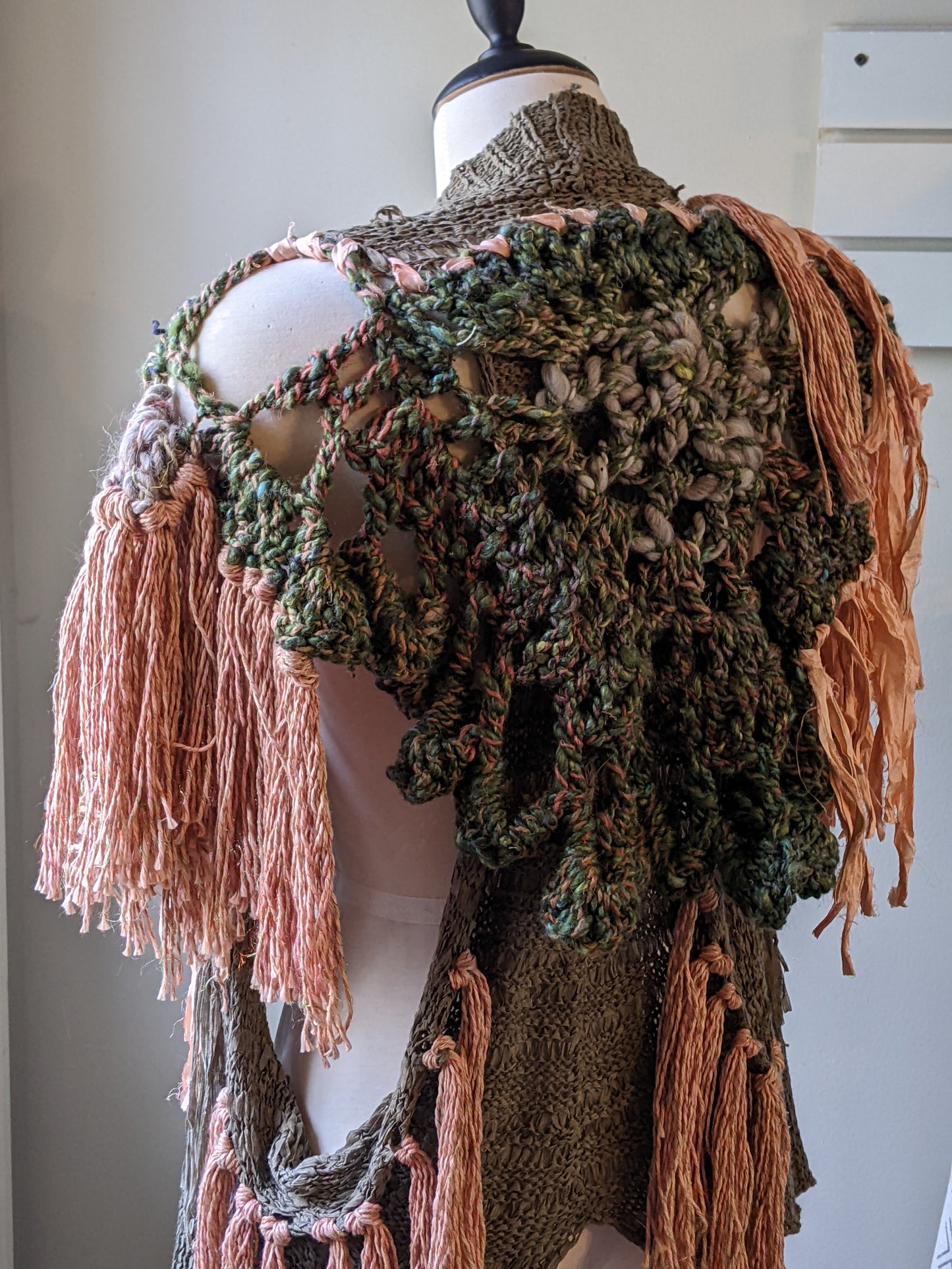 Fiber Festival Freeform Crochet, Knit Handspun, and Woven Boho Timber Angel Vest