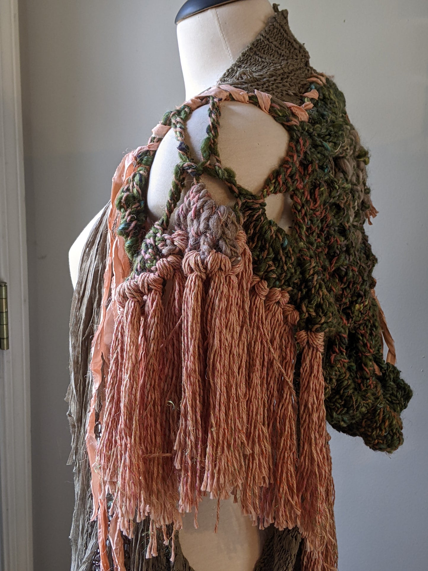 Fiber Festival Freeform Crochet, Knit Handspun, and Woven Boho Timber Angel Vest