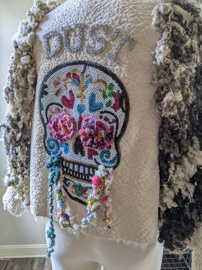 Fiber Festival Freeform Crochet, Knit Handspun, and Woven Boho Skull Jacket