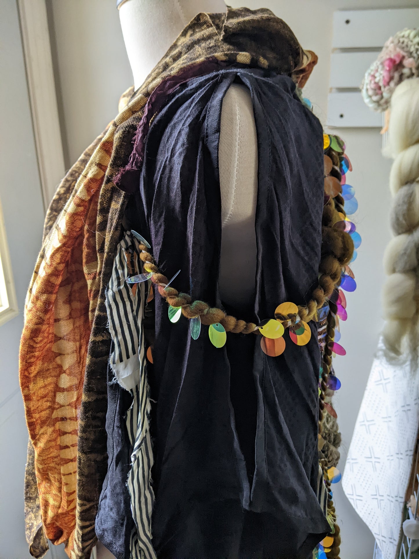 Fiber Festival Freeform Crochet, Knit Handspun, and Woven Boho Queen of Sheba Kimono