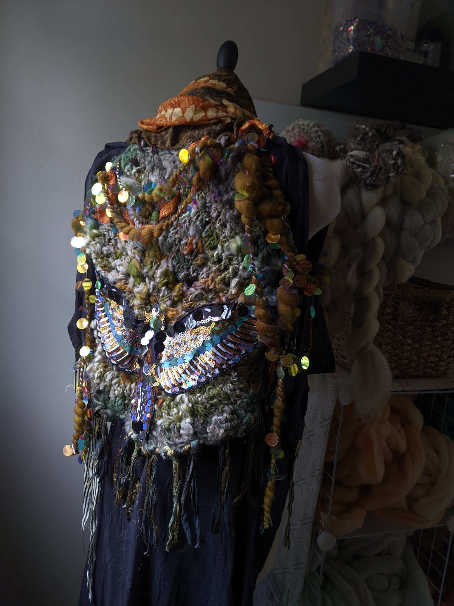 Fiber Festival Freeform Crochet, Knit Handspun, and Woven Boho Queen of Sheba Kimono