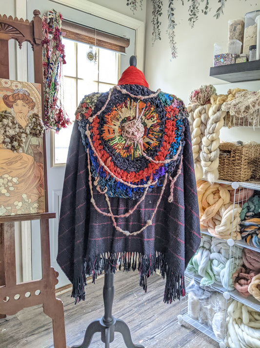 Fiber Festival Freeform Crochet, Knit Handspun, and Woven Boho Yarn Apocalypse Wrap