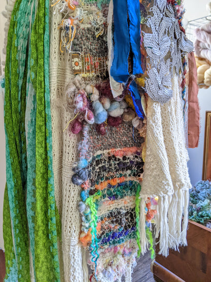 Fiber Festival Freeform Crochet, Knit Handspun, and Woven Boho Bouquet Wrap