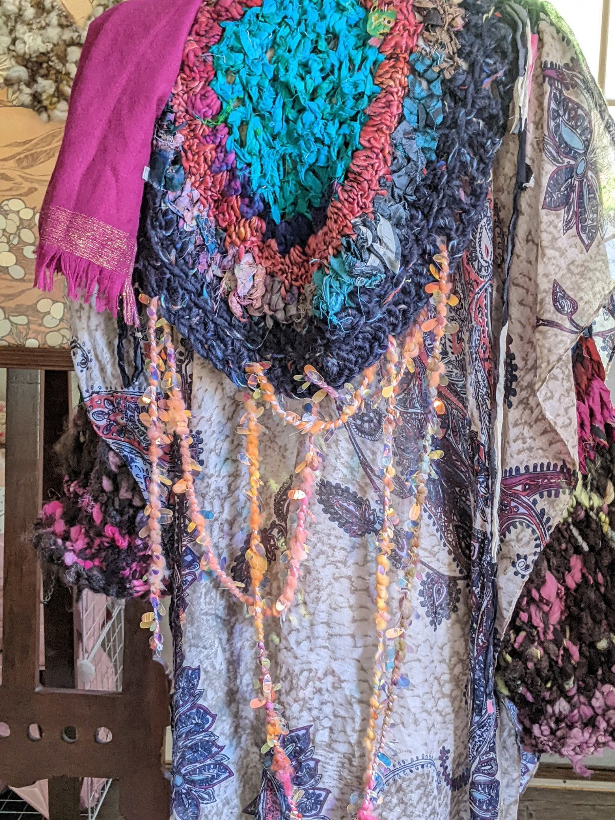 Fiber Festival Freeform Crochet, Knit Handspun, and Woven Boho WISE WOMAN Wrap