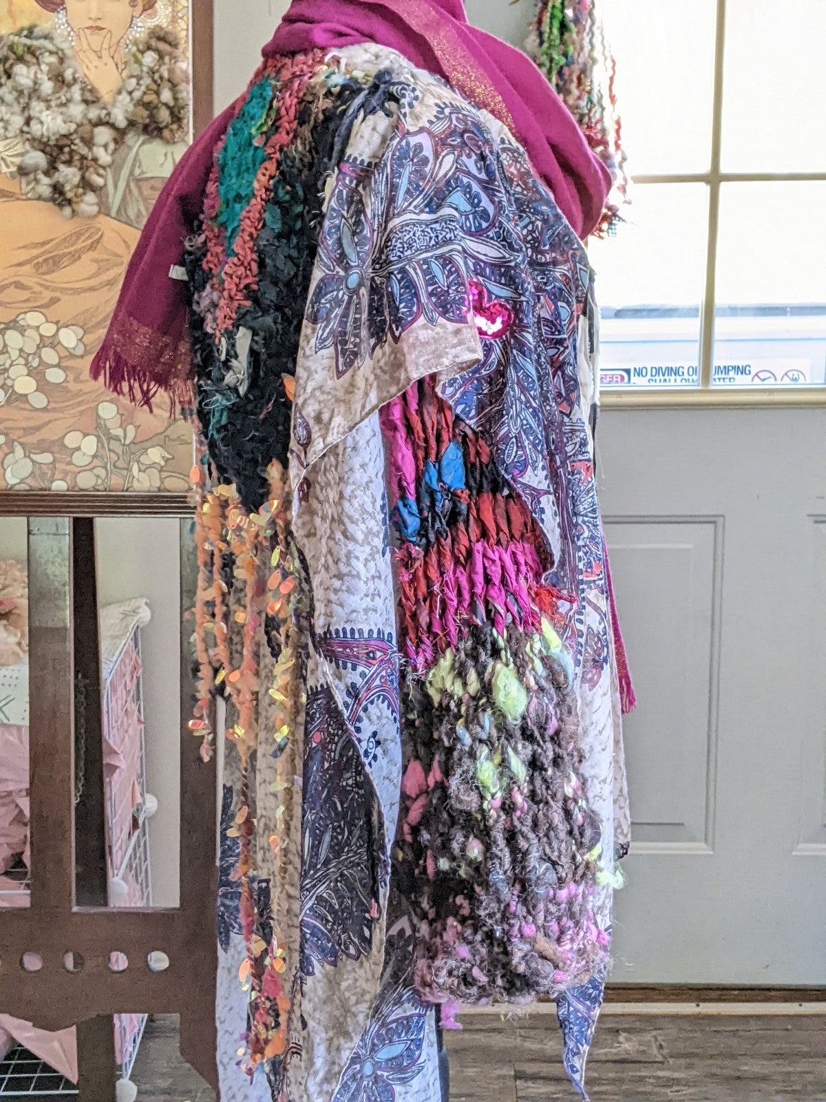 Fiber Festival Freeform Crochet, Knit Handspun, and Woven Boho WISE WOMAN Wrap