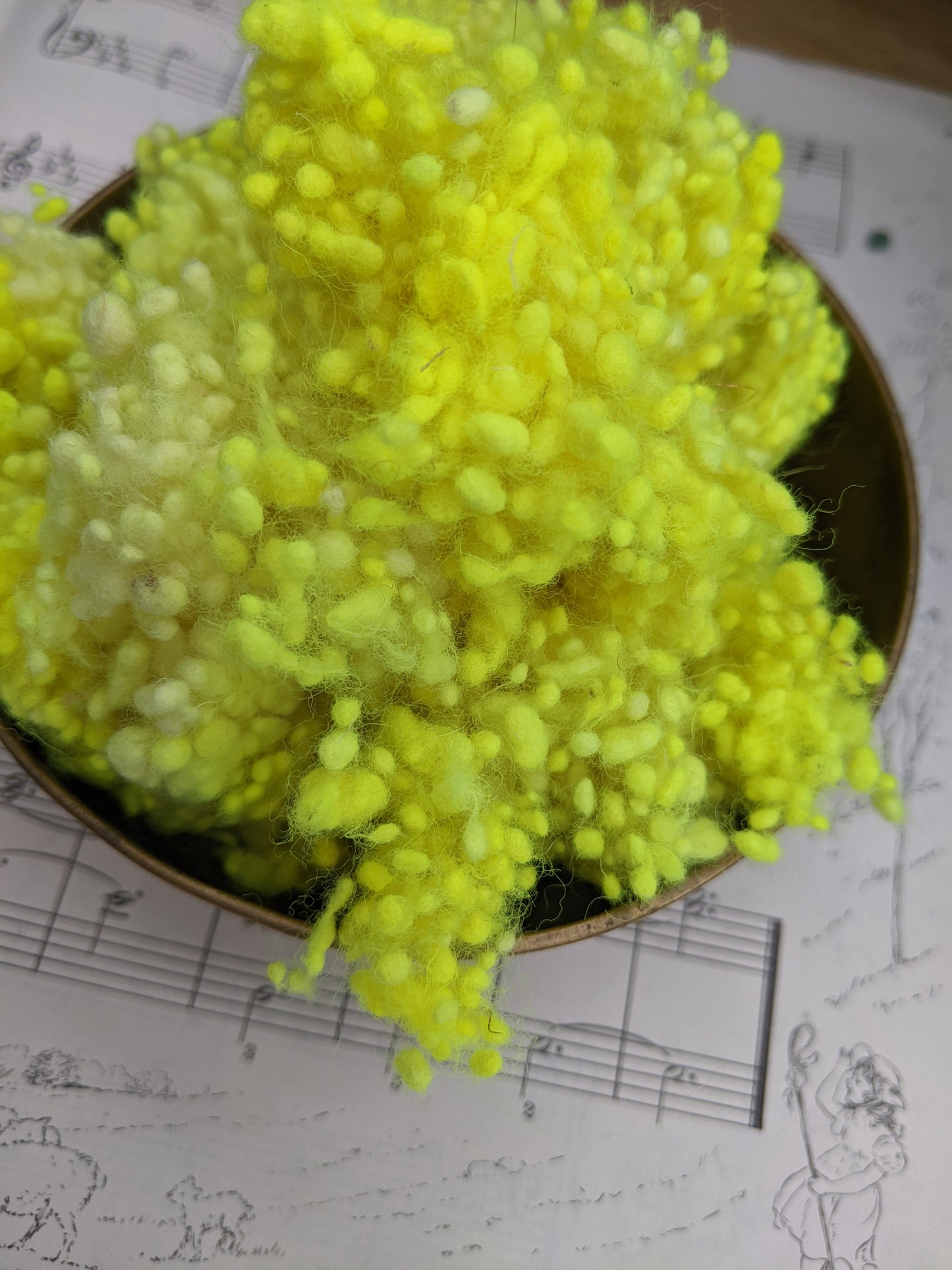 HANDEL Dyed Neon Yellow Fine Wool Nepps - 1 ounce